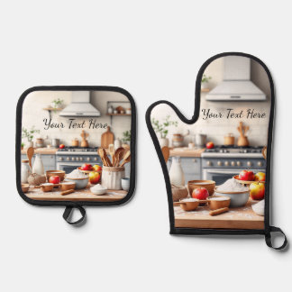 Ensemble De Gant De Cuisine Et De Manique Personalize Set of 2 Kitchen Oven Mitt Potholder