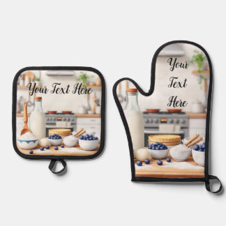 Ensemble De Gant De Cuisine Et De Manique Personalize Set of 2 Kitchen Oven Mitt Potholder