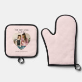 Ensemble De Gant De Cuisine Et De Manique Personnalisée Meilleure Maman Jamais Coeur Photo (Recto)