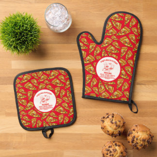 Ensemble De Gant De Cuisine Et De Manique Personnaliser le restaurant de pizza Chef de pizza
