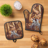 Ensemble De Gant De Cuisine Et De Manique Peser (De haut en bas)