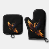 Ensemble De Gant De Cuisine Et De Manique Phoenix flammé (Recto)