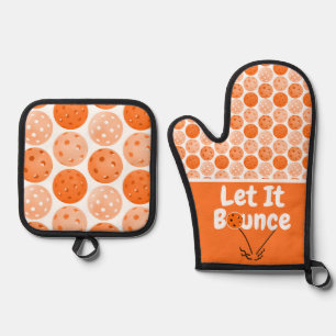 Ensemble De Gant De Cuisine Et De Manique Pickleball Sert Laisser Bounce Orange Personnalisé