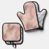Ensemble De Gant De Cuisine Et De Manique Pink Blush Rose Gold Glam Étincelle (Recto/Verso)