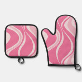 Ensemble De Gant De Cuisine Et De Manique Pink Waves Oven Mitt Set (Recto)