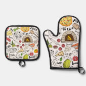 Ensemble De Gant De Cuisine Et De Manique Pizza (Recto)