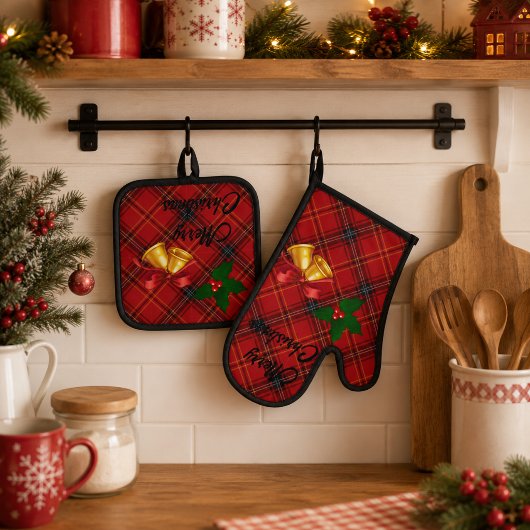 Ensemble De Gant De Cuisine Et De Manique Plaid de Noël