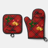 Ensemble De Gant De Cuisine Et De Manique Plaid de Noël (Recto)