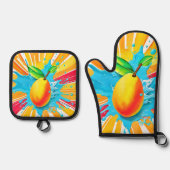 Ensemble De Gant De Cuisine Et De Manique Plat Mango (Recto)