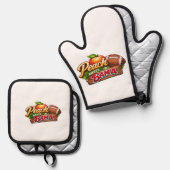 Ensemble De Gant De Cuisine Et De Manique Poignées de pot Peach Meets Bama (Recto/Verso)