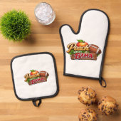 Ensemble De Gant De Cuisine Et De Manique Poignées de pot Peach Meets Bama (De haut en bas)