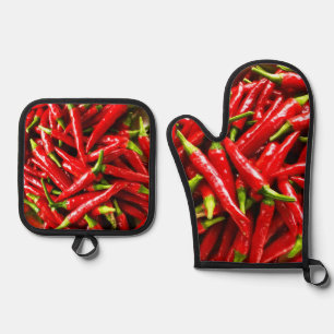 Ensemble De Gant De Cuisine Et De Manique Poivrons à chaud Mitt four et Pot Holders