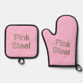 Ensemble De Gant De Cuisine Et De Manique Porte-pot en acier rose (Recto)