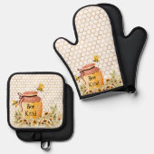 Ensemble De Gant De Cuisine Et De Manique Pot de miel Sois gentil  (Recto/Verso)