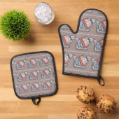 Ensemble De Gant De Cuisine Et De Manique Pouding de fête (De haut en bas)