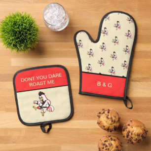 Ensemble De Gant De Cuisine Et De Manique poule ninja drôle dire