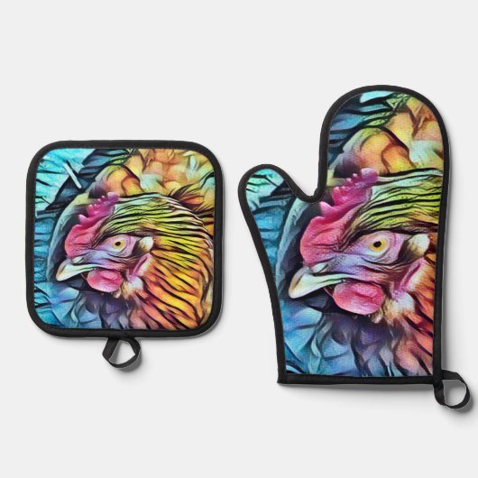 ENSEMBLE DE GANT DE CUISINE ET DE MANIQUE POULET (Recto)