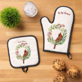 Ensemble De Gant De Cuisine Et De Manique Pretty Classic Cardinal Red Bird (De haut en bas)