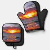 Ensemble De Gant De Cuisine Et De Manique Puerto Sunset 1739 (Recto/Verso)