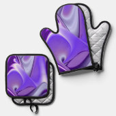 Ensemble De Gant De Cuisine Et De Manique Purple Rainbow Dreams (Recto/Verso)