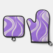 Ensemble De Gant De Cuisine Et De Manique Purple Waves Oven Mitt Set (Recto)