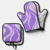 Ensemble De Gant De Cuisine Et De Manique Purple Waves Oven Mitt Set (Recto/Verso)