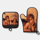 Ensemble De Gant De Cuisine Et De Manique Raphael Angelic Cherub Art (Recto)