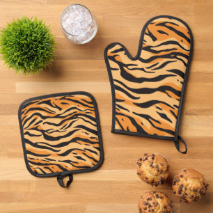 Ensemble De Gant De Cuisine Et De Manique Rayures de tigre