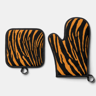 Ensemble De Gant De Cuisine Et De Manique Rayures de tigre