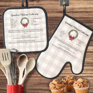 Ensemble De Gant De Cuisine Et De Manique Recette de conservation de Noël Cookies Rouge Vert