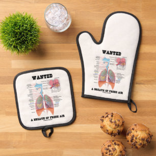 Ensemble De Gant De Cuisine Et De Manique Recherchait Un Bol D'Air Frais Système Respiratoir