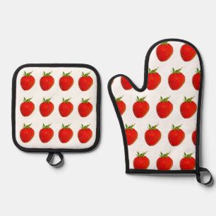 Ensemble De Gant De Cuisine Et De Manique Red Strawberries 4Ann