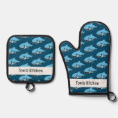 Ensemble De Gant De Cuisine Et De Manique requin bleu (nom) (Recto)