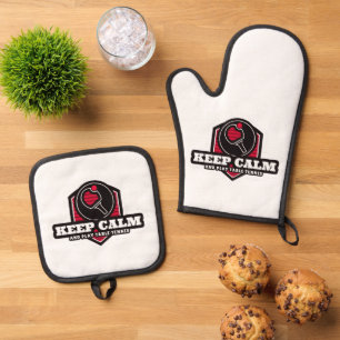 Ensemble De Gant De Cuisine Et De Manique Restez Calme Et Jouez Au Tennis De Table