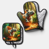 Ensemble De Gant De Cuisine Et De Manique Rhino (Recto/Verso)