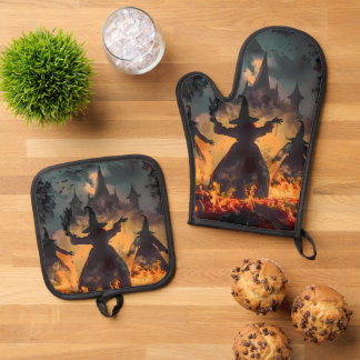 Ensemble De Gant De Cuisine Et De Manique Rituel de l'Heure Sorcière – Danse de Feu des Troi