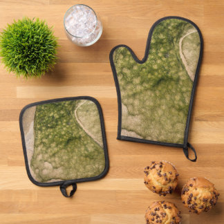 Ensemble De Gant De Cuisine Et De Manique Roche de plage tachetée douce de la baie de Towoon