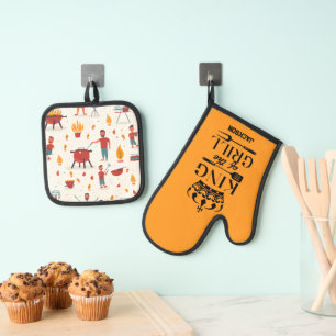 Ensemble De Gant De Cuisine Et De Manique Roi du Grill