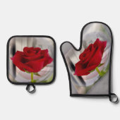Ensemble De Gant De Cuisine Et De Manique Rose rouge 2 (Recto)