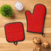 Ensemble De Gant De Cuisine Et De Manique Rouge (De haut en bas)