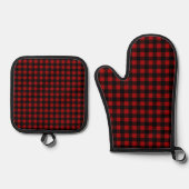 Ensemble De Gant De Cuisine Et De Manique Rustic Christmas Red & Black Buffalo Plaid (Recto)