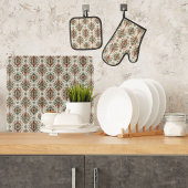 Ensemble De Gant De Cuisine Et De Manique Rustique Traditionnel Clair