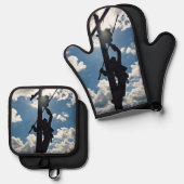 Ensemble De Gant De Cuisine Et De Manique Rusty le Lineman (Recto/Verso)