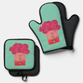 Ensemble De Gant De Cuisine Et De Manique Sac Rose-II (Recto/Verso)