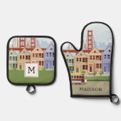 Ensemble De Gant De Cuisine Et De Manique San Francisco | Les Dames Peintes (Recto)