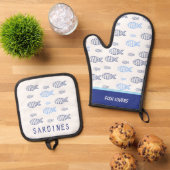 Ensemble De Gant De Cuisine Et De Manique Sardines (De haut en bas)