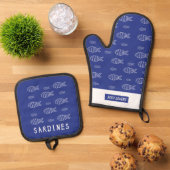 Ensemble De Gant De Cuisine Et De Manique Sardines (De haut en bas)