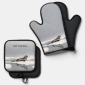 Ensemble De Gant De Cuisine Et De Manique Sceau De Ruban Sur Glace (Recto/Verso)