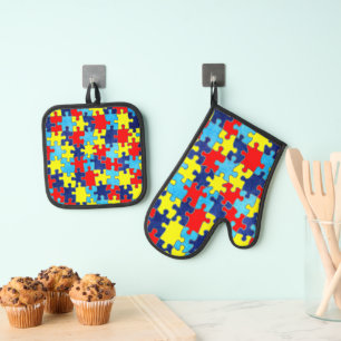 Ensemble De Gant De Cuisine Et De Manique Sensibilisation sur l'autisme-Puzzle par Shirley T