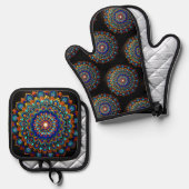 Ensemble De Gant De Cuisine Et De Manique Sérénité (Recto/Verso)